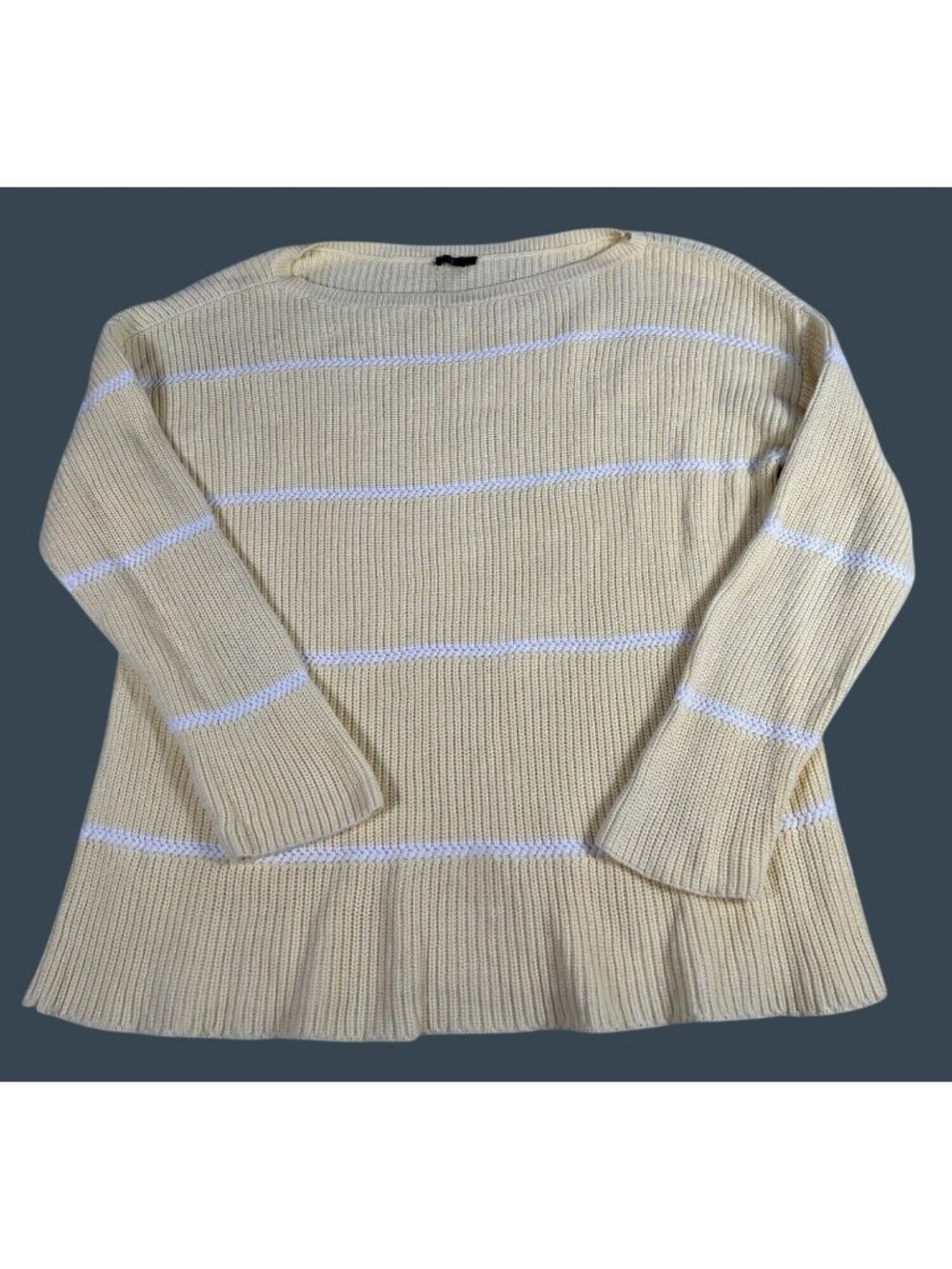 Talbots Plus Yellow & White Striped Knit Sweater Size X (1X) Pima Cotton Soft